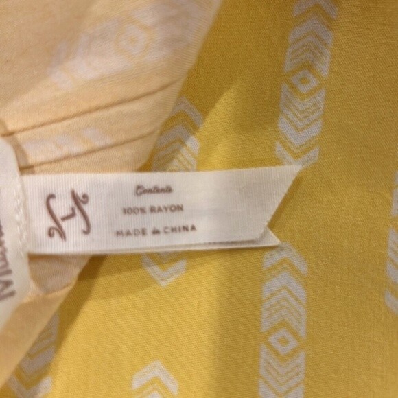 Matilda Jane yellow button down short sleeve tunic top size Large - Picture 11 of 11